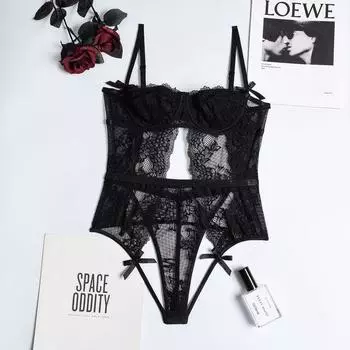 Комбинезон без рукавов с вырезами и треугольным вырезом в стиле пэчворк в европейском и американском стиле Black S