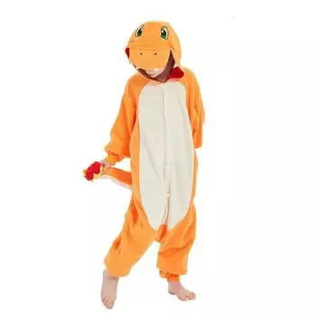Комбинезон Charmander для детей, кигуруми, костюм для косплея на Хэллоуин, цельная пижама 100 темно-оранжевого