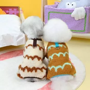 Комбинезон для домашних животных, модный, удобный волнистый узор, зимний теплый комбинезон для собак с тяговым кольцом — Товары для домашних животных XL кофейный