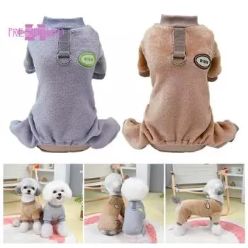 Комбинезон для домашних животных, модный зимний комбинезон для собак, удобная одежда для четырех ног с тяговым кольцом — товары для домашних животных M серый