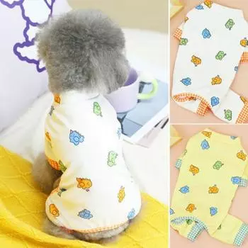 Комбинезон для домашних животных с круглым вырезом и рисунком питомца, мультяшный динозавр, четвероногий костюм, щенок, собака