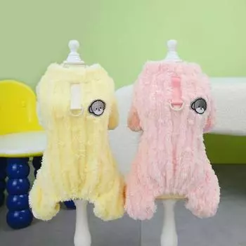 Комбинезон для домашних животных, зимний теплый комбинезон для собак из кораллового флиса с тяговым кольцом, пуловер на четвереньках, товары для домашних животных XL хаки