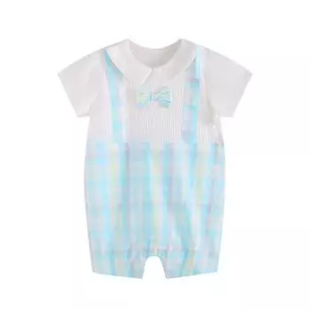 Комбинезон для мальчика в клетку, синий, 100/52 (2-3 года) 100