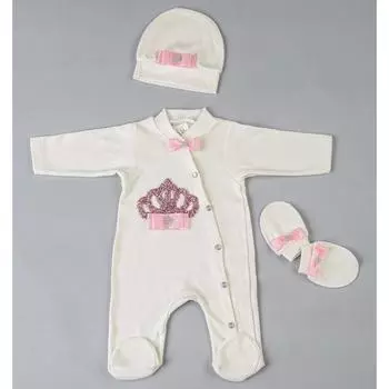 Комбинезон для маленьких девочек из трех частей цвета фуксии Queen Crowned