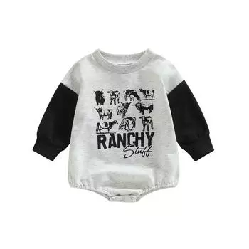 Комбинезон для маленьких мальчиков, повседневный комбинезон с длинными рукавами контрастного цвета, комбинезон с длинными рукавами для детей 3 месяцев, 6 месяцев, 12 месяцев, 18 месяцев, для маленьких мальчиков 0-3 Months кофейный