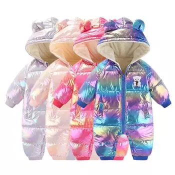 Комбинезон для младенцев и малышей на осень и зиму, плюшевый и утепленный, для мальчиков и девочек, пуховая хлопковая одежда для ползания, верхняя одежда для новорожденных 70cm синий