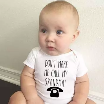 Комбинезон для новорожденных «Не заставляй меня звонить бабушке» с забавным принтом, детский комбинезон 3M белый