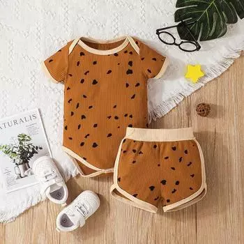 Комбинезон для новорожденных от 3 до 24 месяцев, детские комбинезоны с мультяшным принтом, мягкая одежда для маленьких мальчиков 3-6M коричневый