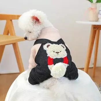 Комбинезон для плюшевого мишки, штаны для четвероногих кошек и собак, осенне-зимний комбинезон с толстым плюшевым мишкой, одежда для щенков XS