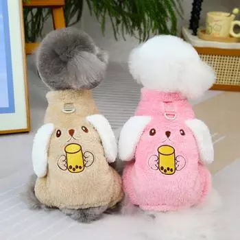 Комбинезон для собак, плюшевое пальто, штаны для маленьких собак и кошек, осенне-зимняя теплая и удобная пижама с изображением маленького медведя S