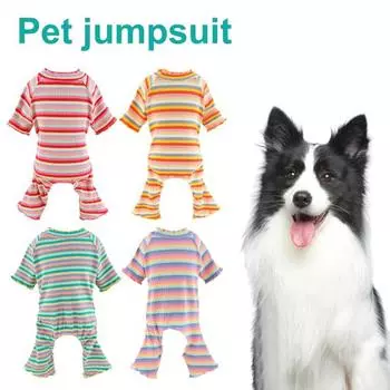 Комбинезон для собак с круглым вырезом, полосатые комбинезоны для домашних животных, кошек и собак, наряд для четвероногих 2XL розовый