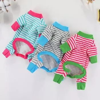 Комбинезон для собак, зимняя одежда для собак, полосатая куртка для четвероногих собак, свитер для домашних животных, водолазка, теплое пальто с короткими рукавами для собак, собак, кошек M