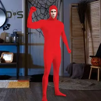 Комбинезон для выступления на сцене с застежкой-молнией, полный наряд, карнавал, Хэллоуин, косплей, обтягивающий комбинезон, ролевая фотостудия 160cm красный