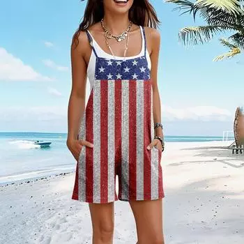 Комбинезон для женщин, летний повседневный комбинезон без рукавов, удобный свободный комбинезон на тонких бретельках, модный комбинезон с карманами XXL красный