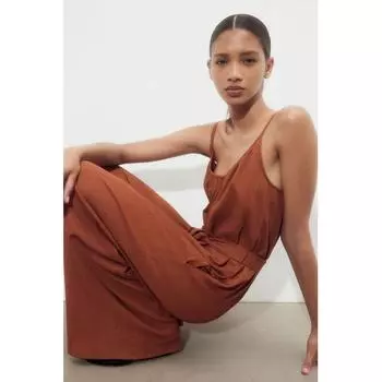 Комбинезон из джерси с поясом HM Ржаво-коричневый