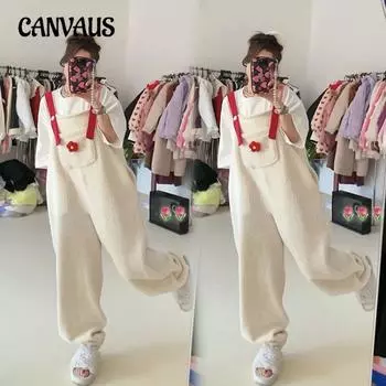 Комбинезон из овечьей шерсти с эффектом омоложения, женские модные брюки с завязками сзади L кремовый