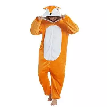Комбинезон-комбинезон с изображением лисы кигуруми в стиле аниме, пижама с героями мультфильмов, цельный зимний костюм для взрослых и женщин, праздничный наряд S (fit145cm-156cm)