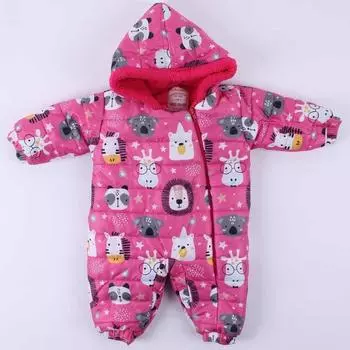 Комбинезон космонавта с рисунком льва цвета фуксии для девочки