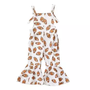 Комбинезон на бретельках для девочек, без рукавов, с открытой спиной и принтом в виде футбольного мяча, расклешенные брюки 6-12 Months хаки