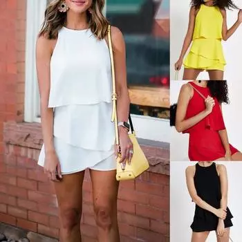 Комбинезон однотонный свободный уличный женский комбинезон без рукавов искусственный комбинезон из двух предметов для работы M жёлтый