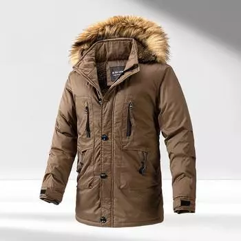 Комбинезон, пальто, зимнее мужское, плюс флис, утепленное с капюшоном, длинное пальто с хлопковой подкладкой, японское и южнокорейское пальто с хлопковой подкладкой для людей среднего и пожилого возраста L