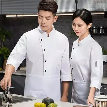 Комбинезон повара с длинными рукавами Комбинезон пекаря для кондитерской Ресторан Кейтеринг Кухня Back Kitchen Мужские и женские комбинезоны повара S белый