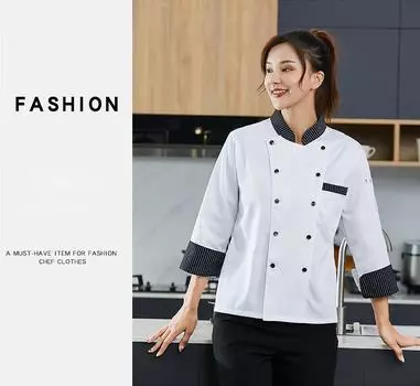 Комбинезон повара с длинными рукавами Комбинезон пекаря и кондитерской Комбинезон пекаря и ресторана Кейтеринг Кухня Задняя часть кухни Мужские и женские комбинезоны повара Верх S белый