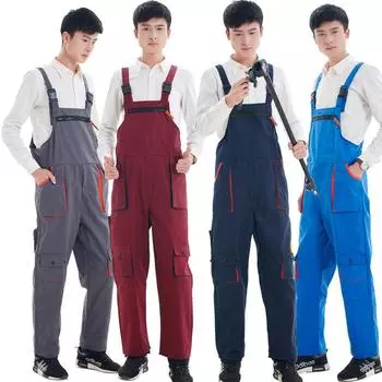 Комбинезон повседневная рабочая одежда больших размеров без рукавов комбинезон защитный комбинезон на лямках комбинезоны с карманами для ширинки униформа для женщин и мужчин XXXXL серый