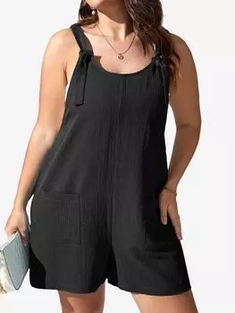 Комбинезон Rosegal больших размеров с завязками и карманами XL чёрный