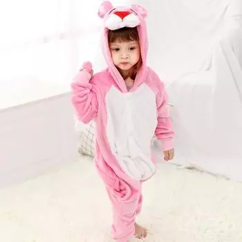 Комбинезон «Розовая пантера», детские пижамы кигуруми, фланелевой костюм на Хэллоуин и Рождество, карнавальный костюм 4 розовый