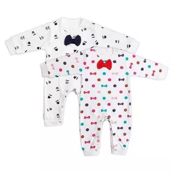 Комбинезон с длинными рукавами и принтом для малышей, боди с круглым вырезом и бантом CP001, 59cm