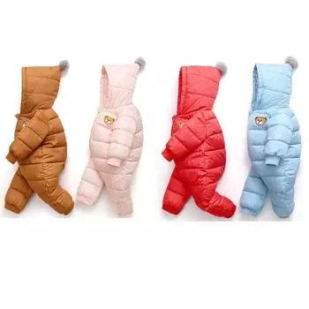 Комбинезон с капюшоном для младенцев, цельный водонепроницаемый ветрозащитный боди на молнии 80