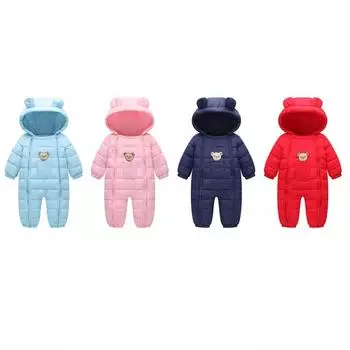 Комбинезон с капюшоном для младенцев, водонепроницаемый ветрозащитный боди на молнии 90