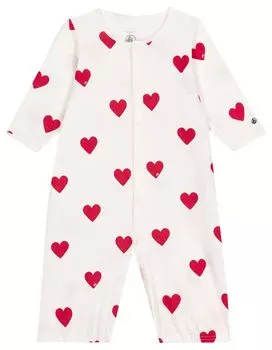 Комбинезон с принтом A0AUQ 3 месяца 60 см [Petit Bateau] 2-сторонний Белый с оттенком/Красный