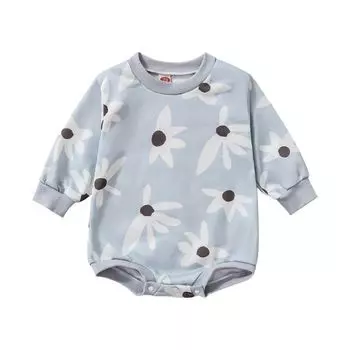Комбинезон с принтом для малышей, хлопковый комбинезон для новорожденных 80