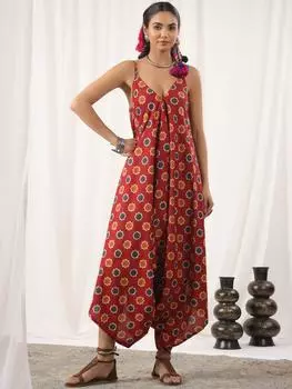 Комбинезон с принтом «Hand Block», хлопковый комбинезон красного и черного цвета, свободный размер с карманами, бохо-шик, летний комбинезон для йоги ручной работы, свободный комбинезон, шаровары One Size красный/синий