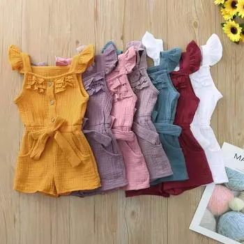 Комбинезон с рюшами и бантом для маленьких девочек и мальчиков, комбинезон, комбинезон, наряды 90 синий