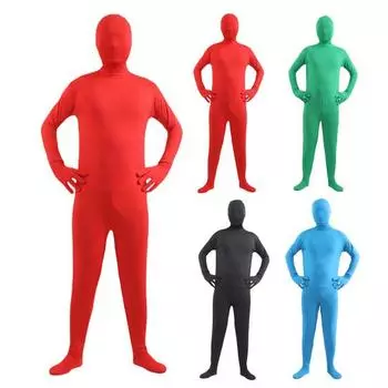 Комбинезон унисекс на Хэллоуин, облегающий, дышащий, с длинными рукавами, с капюшоном, эластичный, однотонный, с невидимой молнией XXL зелёный