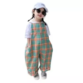 Комбинезон в клетку для маленьких девочек, цельный комбинезон, штаны-шаровары, комбинезон без рукавов, детский боди, комбинезон, детская одежда, От 3 до 8 лет 13