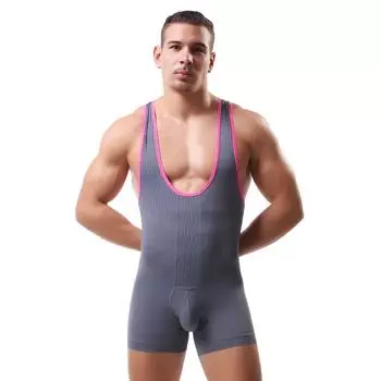 Комбинезон в полоску, сексуальное мужское нижнее белье, боди для рестлера, ночная рубашка для фетиша на шесте S