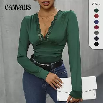 Комбинезон весенний женский тонкий кружевной элегантный комбинезон с длинными рукавами S чёрный