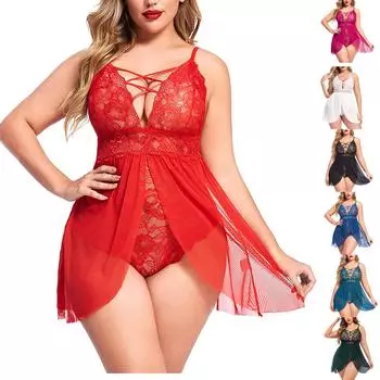 Комбинезон женский кружевное белье выдалбливают боди нижнее белье пижамы XXL