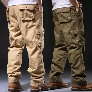 Комбинезоны больших размеров мужские хлопковые повседневные брюки для активного отдыха на весну и осень 5XL чёрный