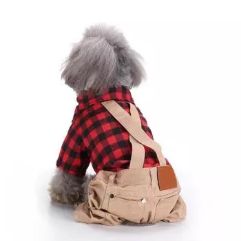 Комбинезоны для домашних животных в клетку: Стильный комбинезон для маленьких и средних собак - мода весна и осень M