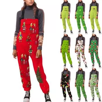 Комбинезоны для женщин осень и зима без рукавов регулируемый шнурок ремень повседневные наряды с карманами L армия зеленый