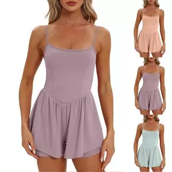 Комбинезоны для женщин, повседневные широкие капри без рукавов, комбинезон с двойной подкладкой, наряды L