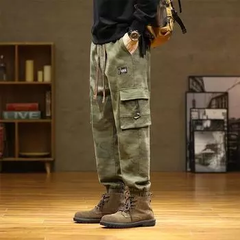 Комбинезоны мужские на шнурках для ног на открытом воздухе мужские брюки Fat Plus Fat Plus Size для мужчин 8XL чёрный