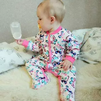 Комбинезоны с длинными рукавами для мальчиков и девочек из чистого хлопка Детские костюмы Летняя и осенняя одежда Одежда для новорожденных Новый стиль 6M 3/6 розовый