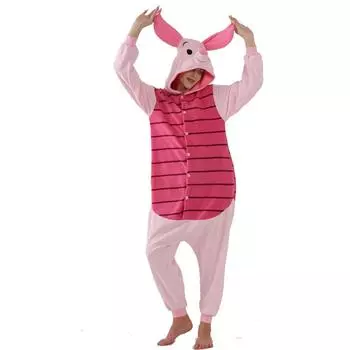 Комбинезоны с поросенком, цельная пижама аниме кигуруми, Рождественский карнавальный костюм S розовый