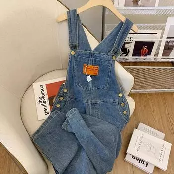 Комбинезоны женские уличные джинсовые комбинезоны винтажные свободные повседневные широкие брюки с высокой талией прямые джинсы брюки новые XS